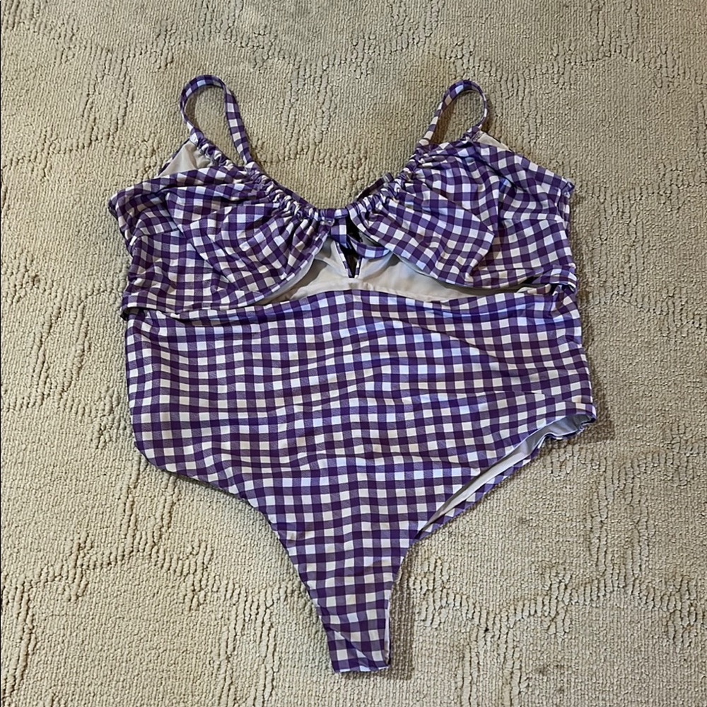 ASOS Curve Purple Checkered One Piece Swimsuit